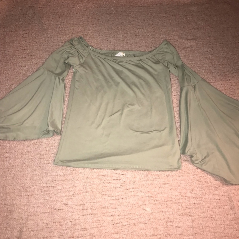 Mint green bell sleeve